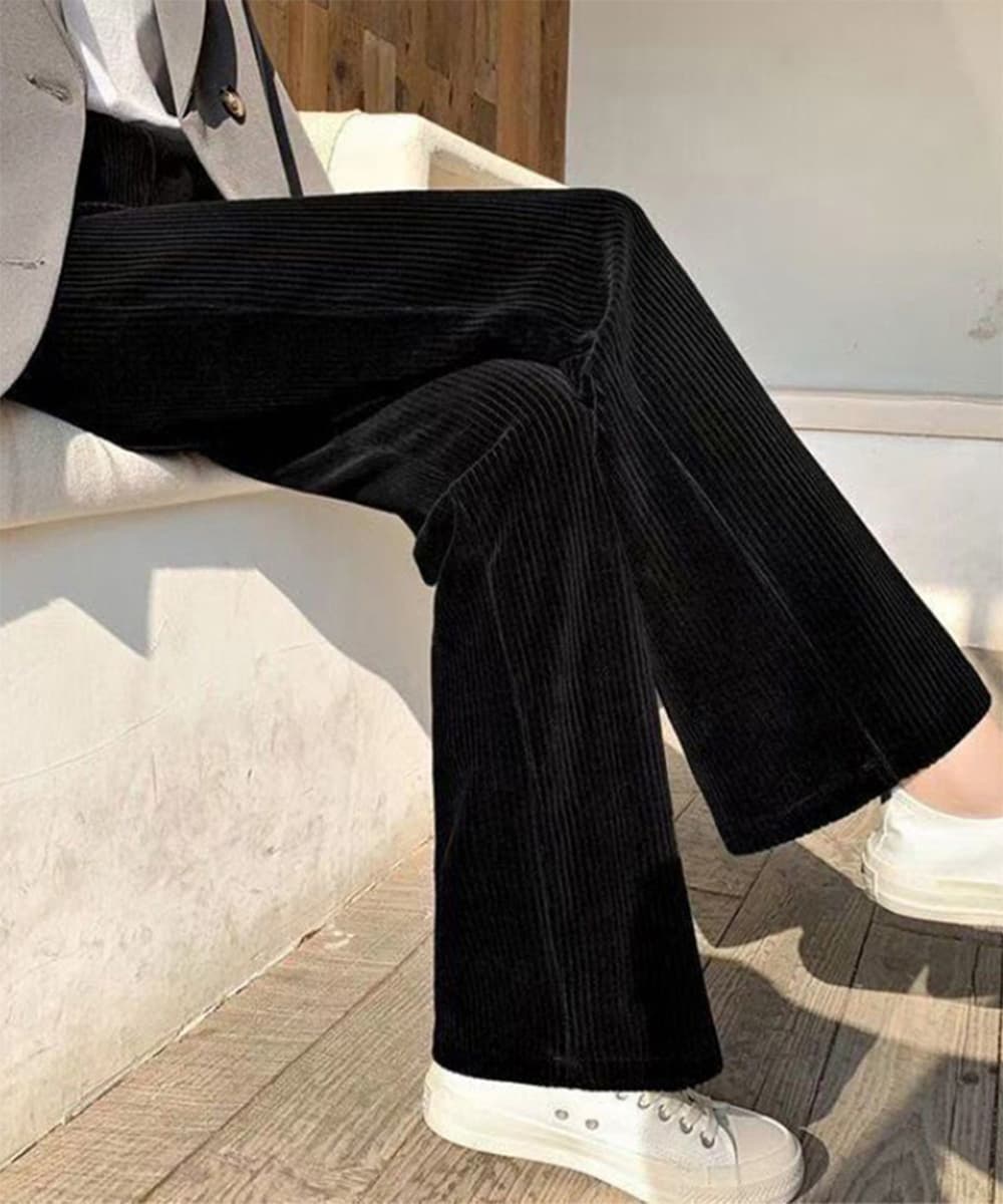  バギーパンツ 裏起毛リブニットバギーパンツレディース冬用