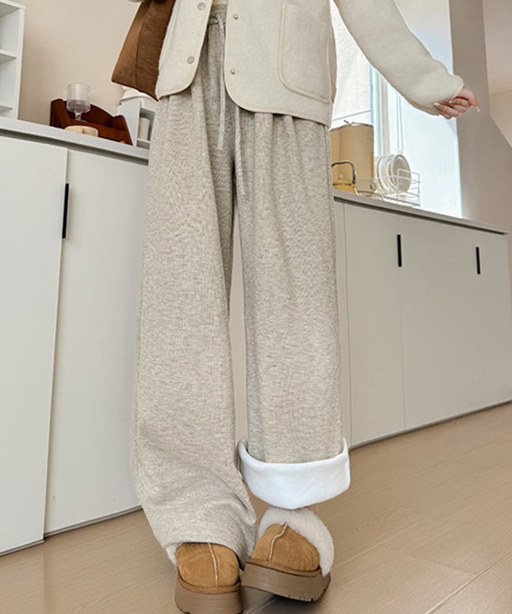  バギーパンツ 裏起毛バギーパンツ 暖かワイドボトムス
