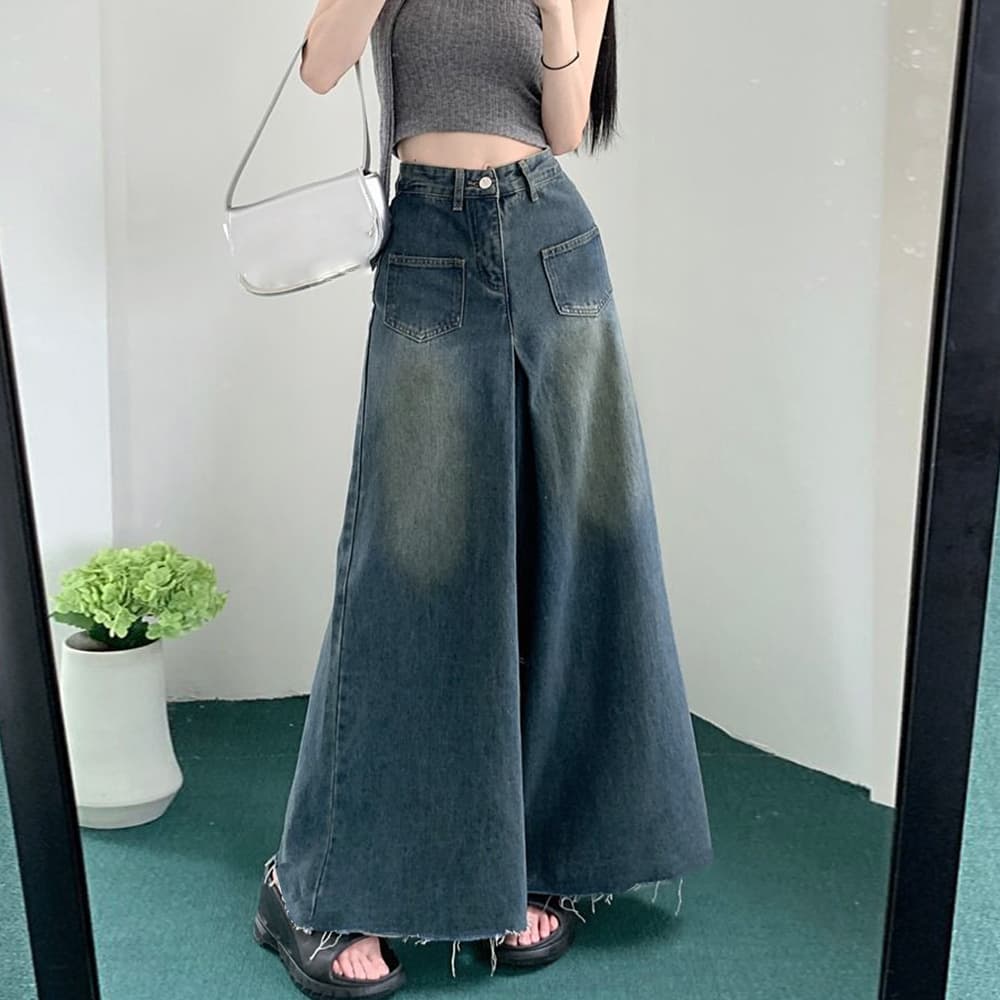 ワイド デニム バギーパンツ レディース ハイウエスト