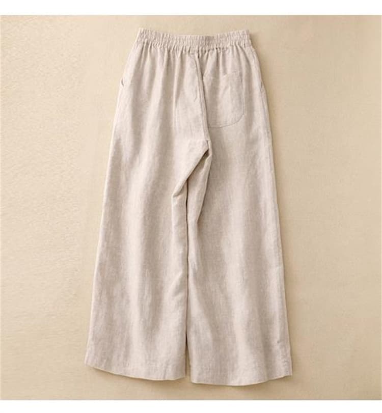  バギーパンツ 麻混綿素材ゆったりバギーパンツ夏用薄手