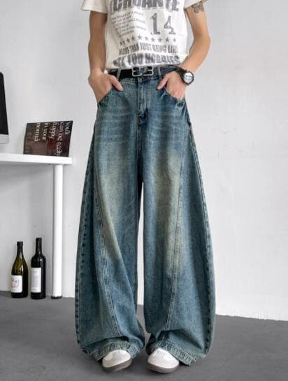  バギーパンツ 2025年春夏デニムワイドパンツ ゆったりバギーボトムス