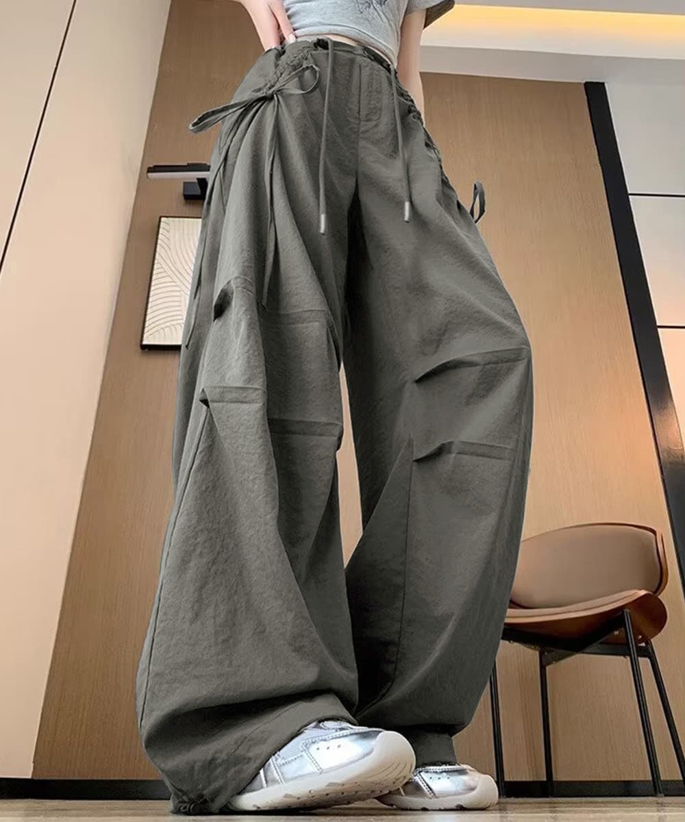  バギーパンツ サイドドローストリング ワイドカーゴパンツ レディース