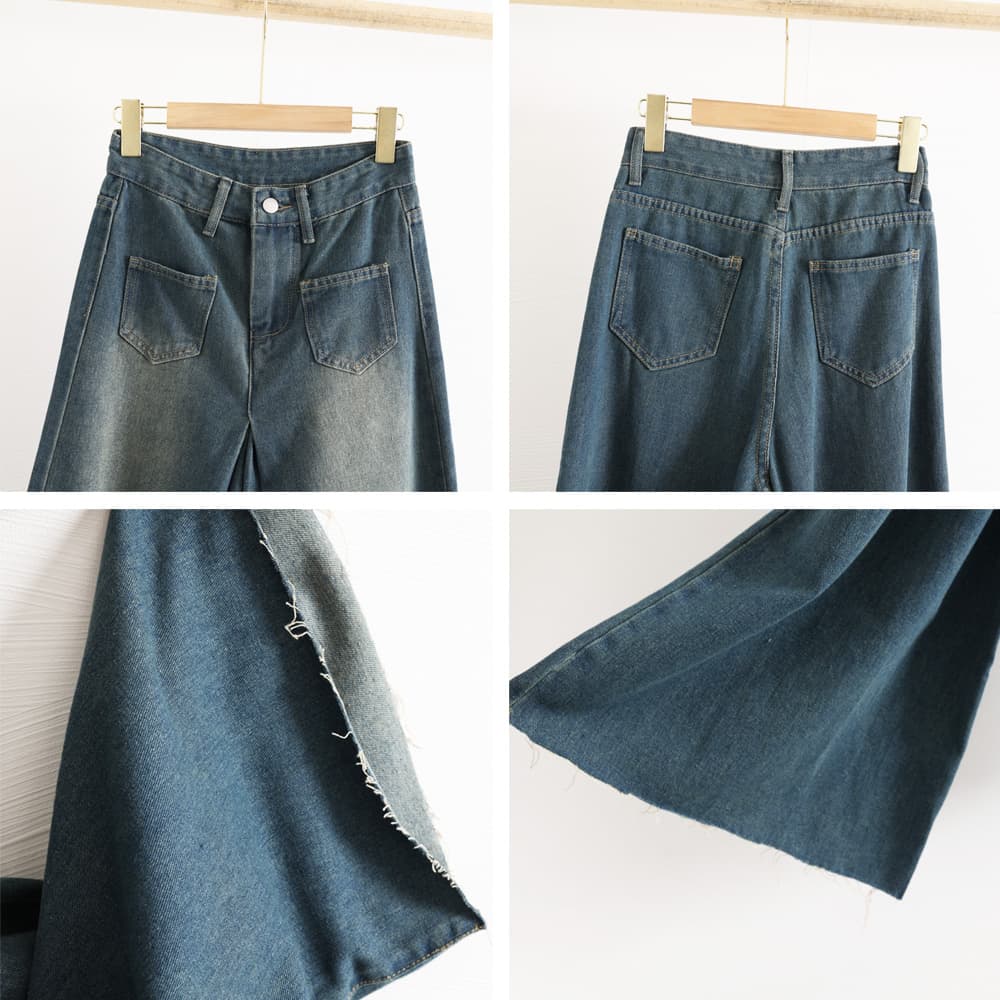 ワイド デニム バギーパンツ レディース ハイウエスト