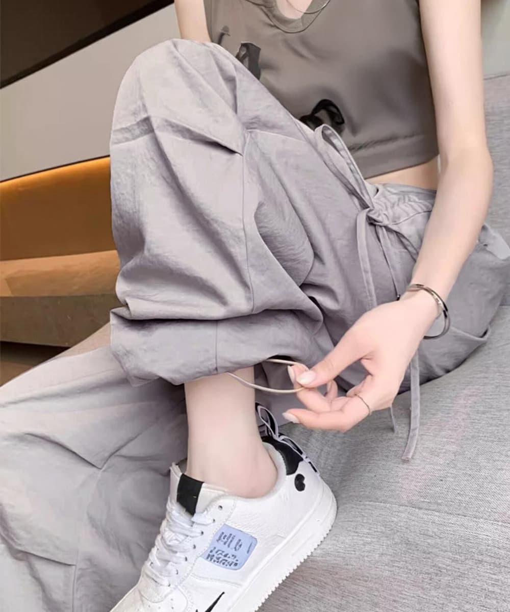  バギーパンツ サイドドローストリング ワイドカーゴパンツ レディース