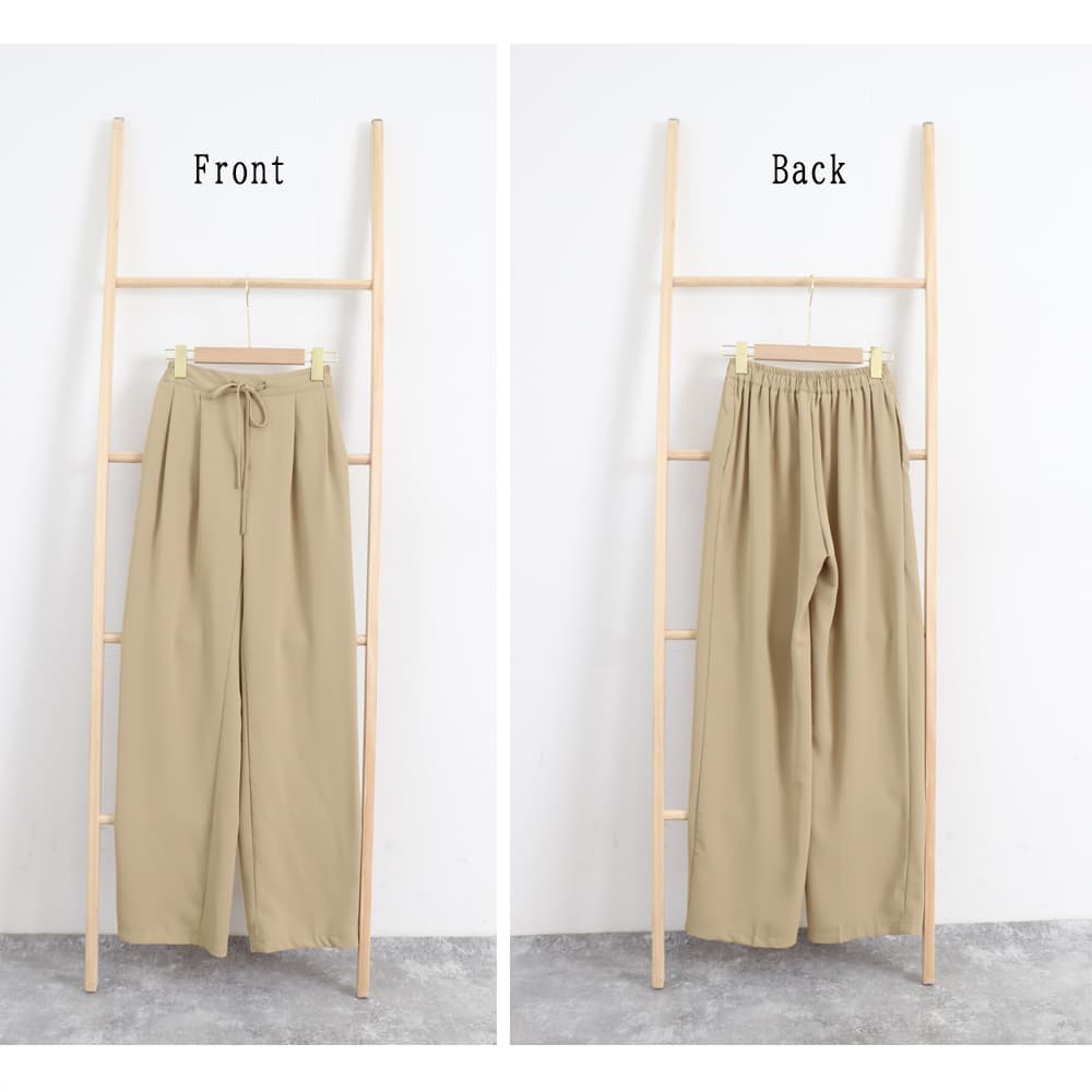  バギーパンツ 美脚ワイドバギーパンツ ハイウエスト紐調節