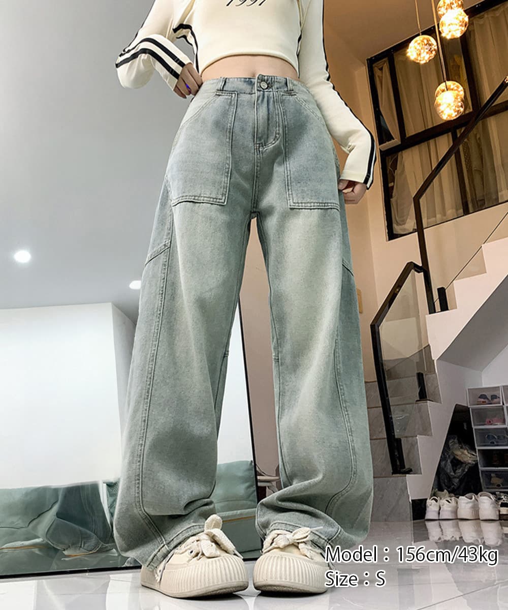  バギーパンツ バギーデニムパンツ レディース ゆるシルエット
