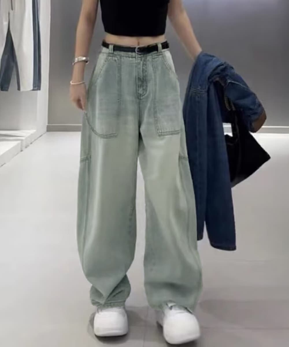  バギーパンツ バギーデニムパンツ レディース ゆるシルエット