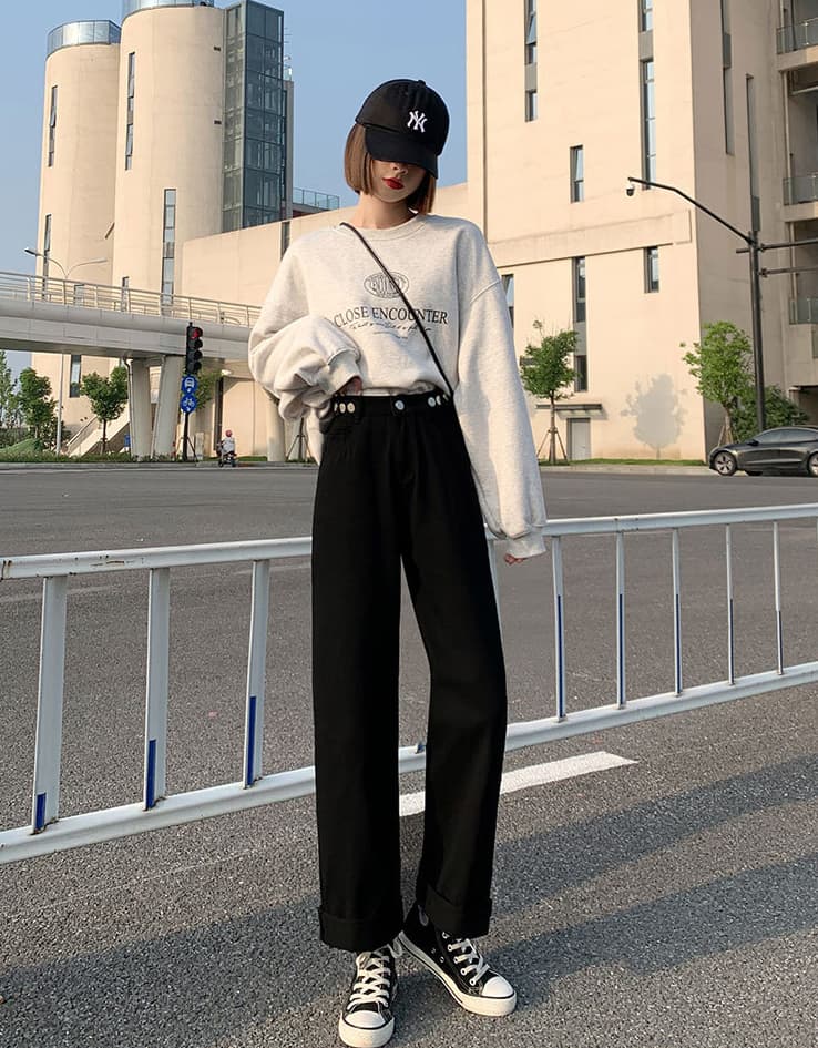 バギーパンツ 2025新作レディースハイウエストデニムゆったりバギーパンツ