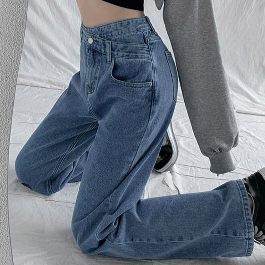 バギーパンツ ハイウエストバギーデニム ゆったりストレート
