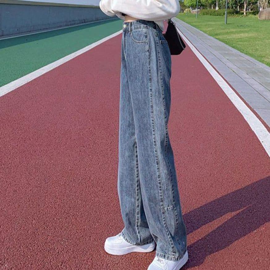 バギーパンツ ハイウエストバギーデニムパンツ美脚