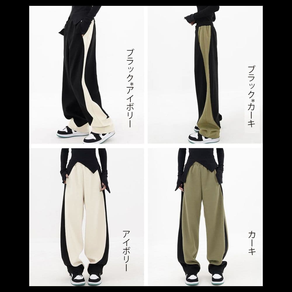 バギーパンツ サイド切り替えバギーパンツ レディース ワイド