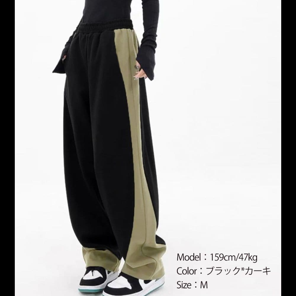 バギーパンツ サイド切り替えバギーパンツ レディース ワイド