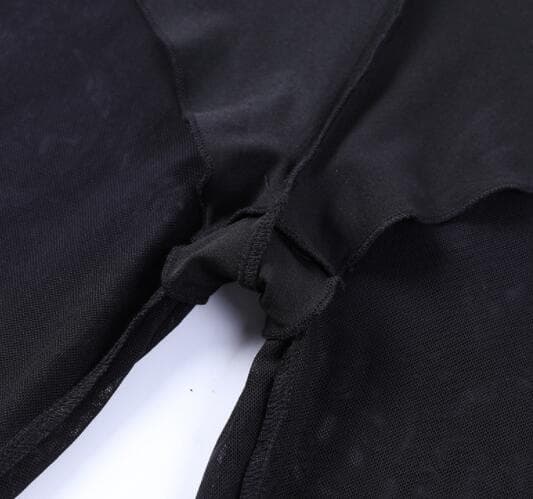 バギーパンツ 黒レース透け感ワイドフレアパンツ
