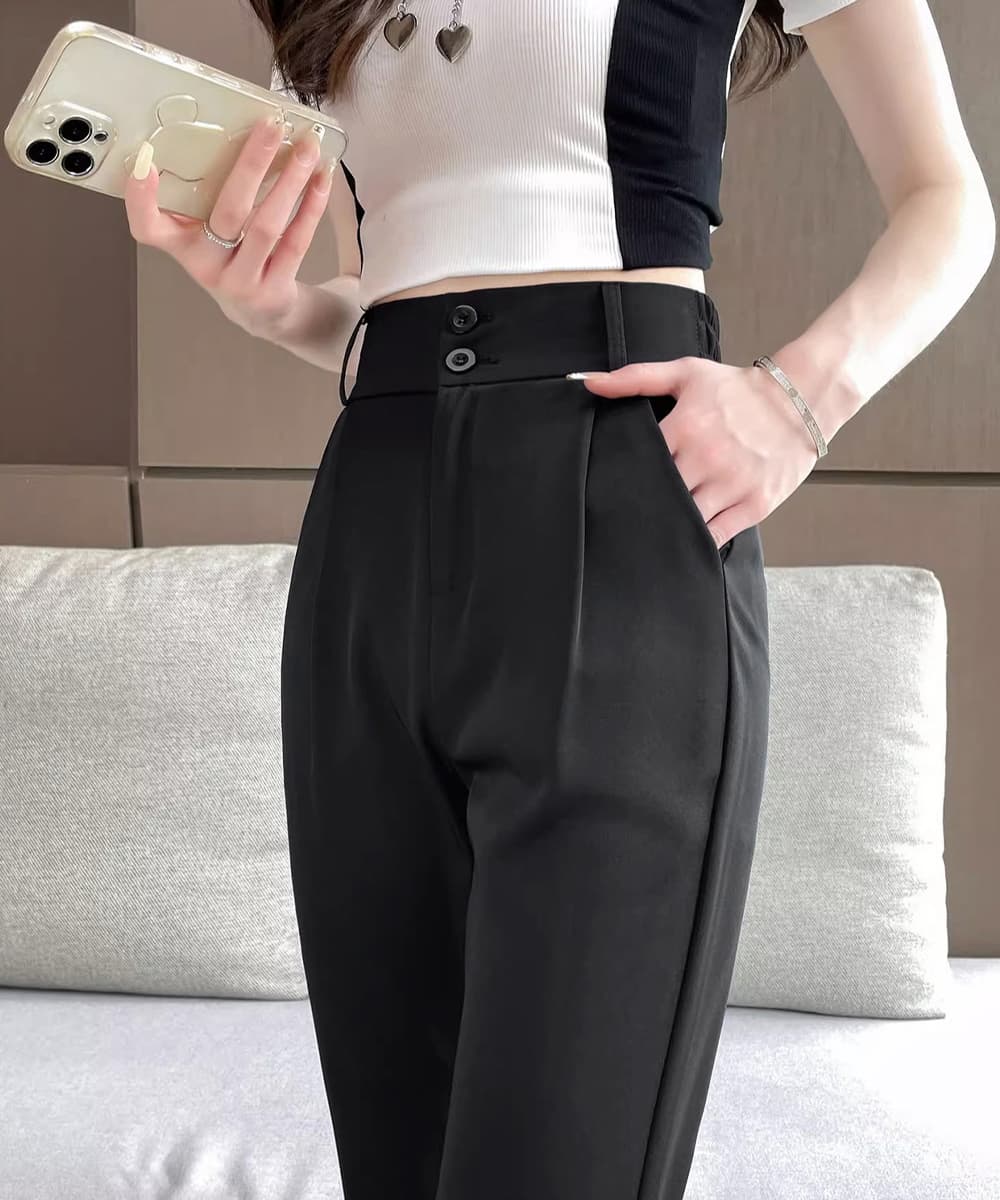 バギーパンツ ハイウエストワイドフレアパンツ