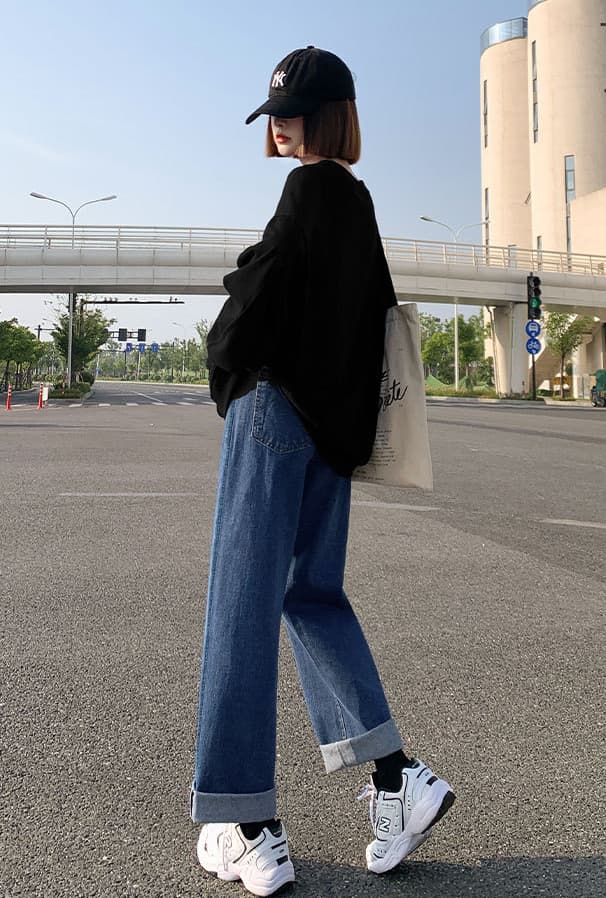 バギーパンツ 2025新作レディースハイウエストデニムゆったりバギーパンツ