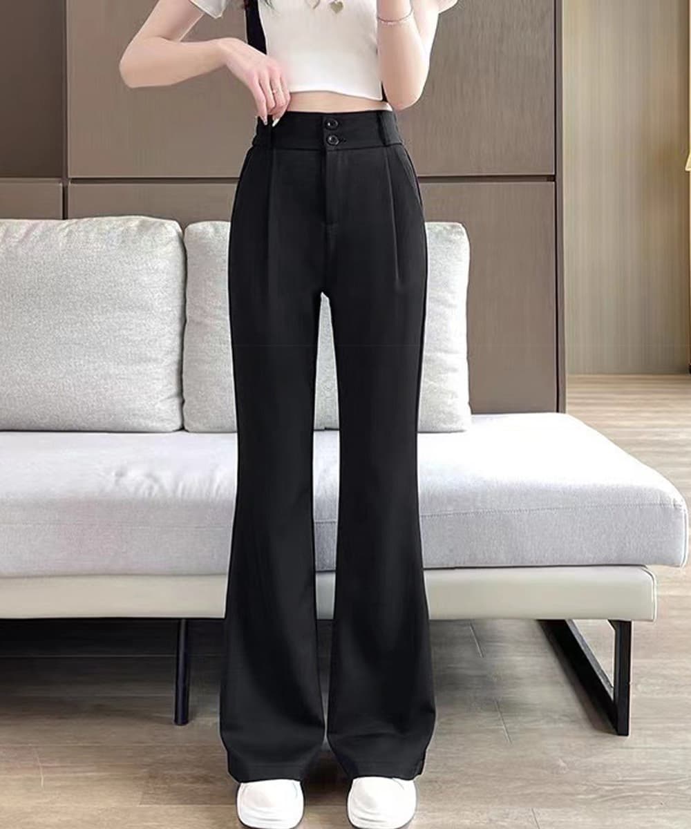 バギーパンツ ハイウエストワイドフレアパンツ