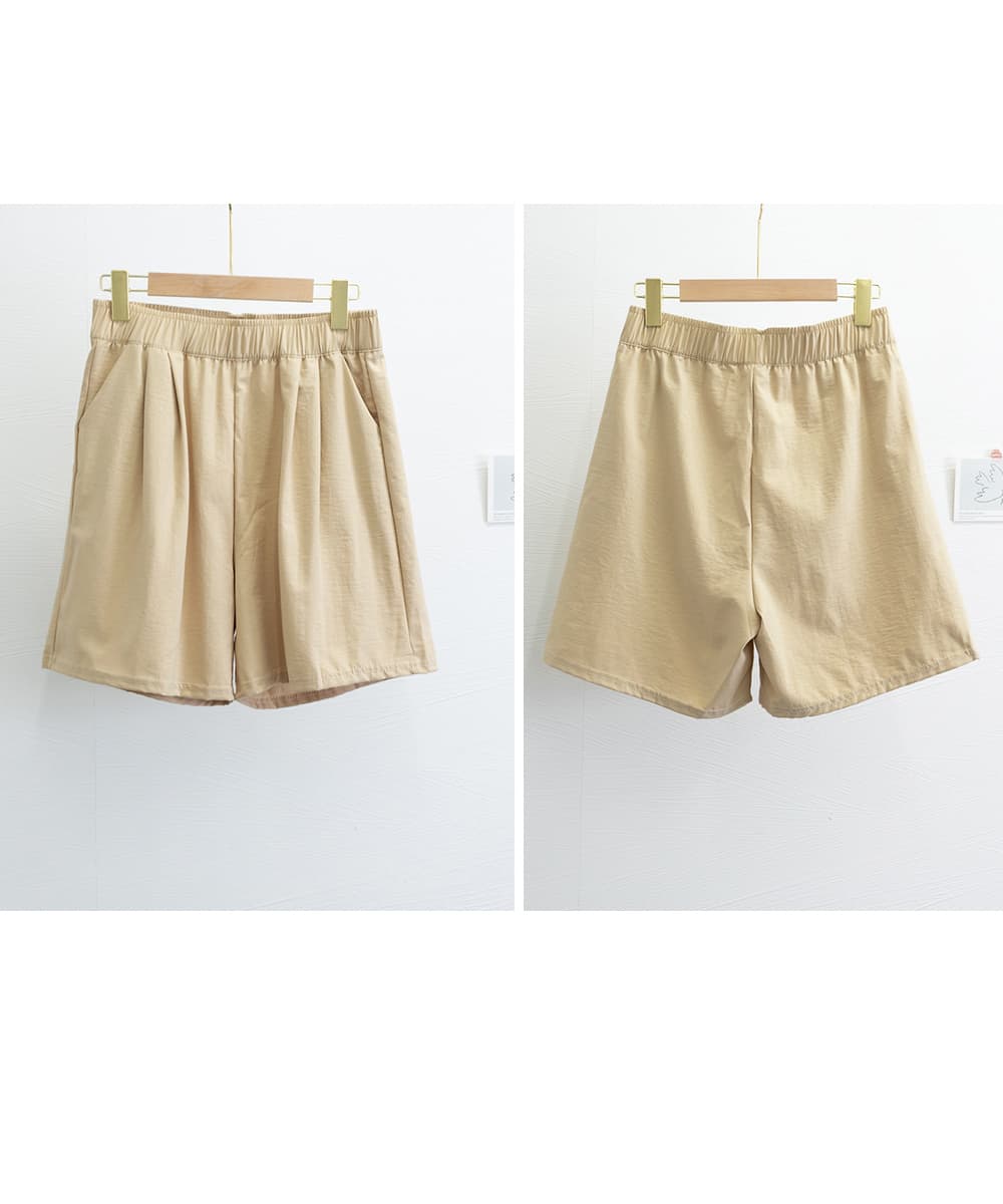 韓国風ワイドショートパンツ 体型カバー バギーパンツ