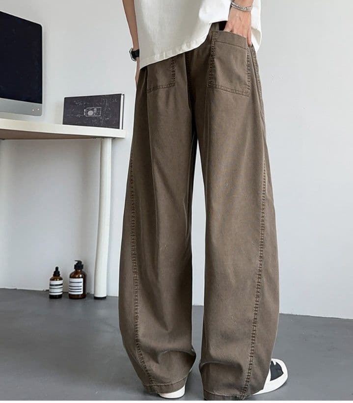 アシンメトリーデザイン ブラウス付き バギーパンツ